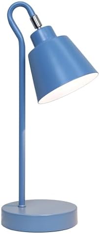 Simple Designs LD1079-BLU 16" Sleek Essentials Metal Looped Desk Task Lamp with Adjustable Shade, for Office, Desk, Nightstand, Dorm, Blue