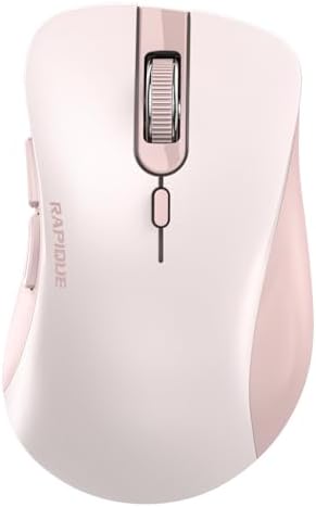RAPIQUE Bluetooth Wireless Mouse, Dual Bluetooth & 2.4G USB Receiver, Pink