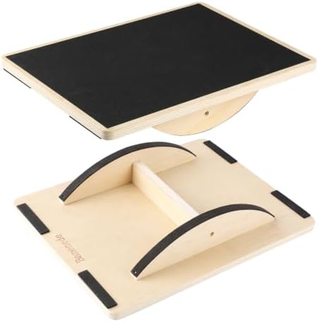 Professional Wooden Balance Board for Adults-Anti-Slip 350LBS Wobble Board for Physical Therapy Standing Desk Core Strength-Rocker Board Balancing Board