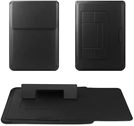 HoYiXi 14 Inch Laptop Sleeve Case Leather Bag with Stand Compatible with Mac Pro 14 2021/ASUS Vivobook 14/HP Pavilion X360/IdeaPad 14/Dell HP ASUS Acer Huawei Matebook 14'' PC, Black