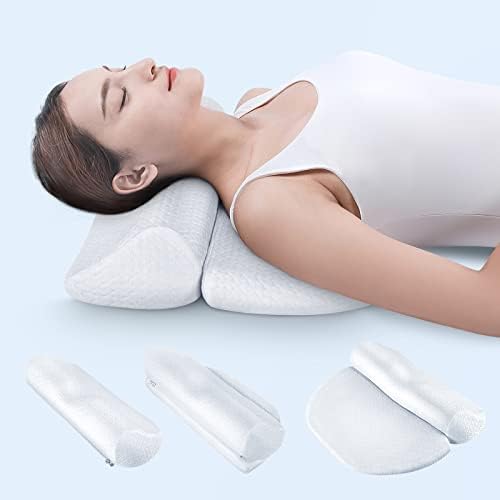 Demelon Cervical Neck Pillows for Pain Relief Sleeping, High-Density Memory Foam Pillow Neck Bolster Support Pillow Shoulder Relaxer, Decompression Devices Orthopedic Roll Pillow for Bed Office