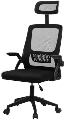 Ergonomic Office Chair,PC Gaming Chair Height Adjustable Mesh Swivel Computer Chair Desk Office Chair with Headrest Headrest Space Saving Executive Office Rolling Chair for Long Sitting Black