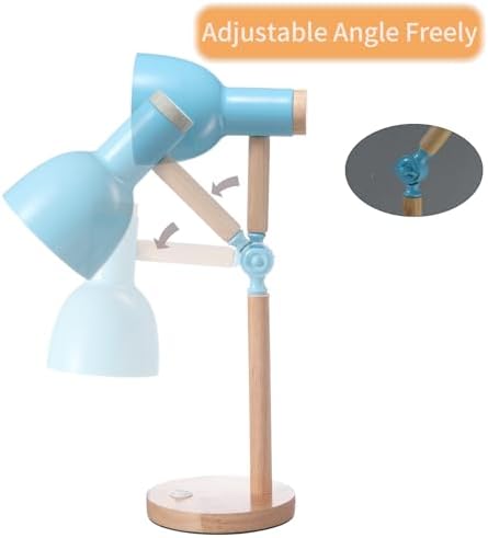 Adjustable Wooden Arm Desk Lamp, Metal Shade Table Lamp