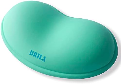 BRILA Ergonomic Silicone Mouse Wrist Rest, Cooling Silica Gel PU Leather Mouse Wrist Support Pad for Office Work and Laptop Computer Gaming (Aquamarine Leather)