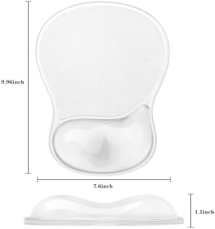 Mouse Pad with Wrist Rest,Ergonomic Mouse Pad with Comfortable Gel Wrist Rest Support and Non-Slip PU Base for Easy Typing Pain Relief, Durable and Washable (Transparent White)