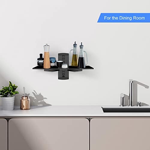 suptek Glass Floating Shelf, 1 Tier Media Shelf for TV Accessories, Flat Black Wall Mount Bracket, 17.6lbs Weight Capacity, Quick Installation, Cable Management, Custom Style, Backless