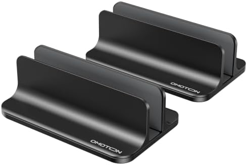 OMOTON Vertical Laptop Stand, Adjustable Dock for MacBook, Black & Black
