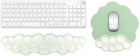 Gel Cloud Keyboard and Mouse Wrist Rest, Cute Wrist Support and Arm Support Rest for Typing Pain Relief，Suitable for Office/Computer/Laptop/Gaming Set-Green