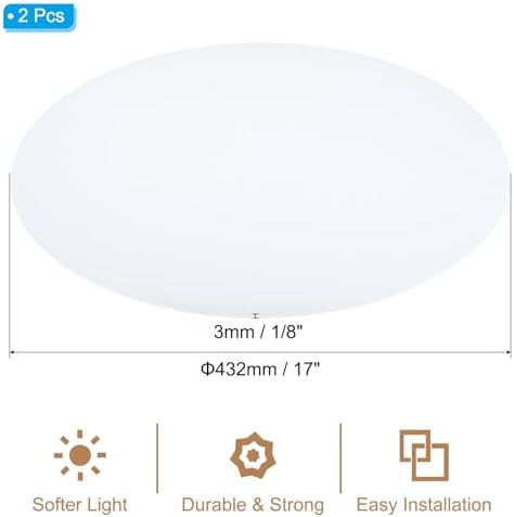 PATIKIL Lampshade Diffuser, 2 Pack 17" Diameter Round Diffuser for Drum Lampshades Pendants Light, DIY Light Shield, Frosted White