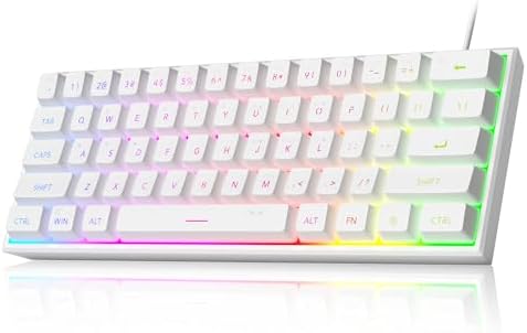 MageGee Mini 60% Gaming Keyboard, Upgrade RGB Backlit 61 Key Ultra-Compact Keyboard, TS91 Ergonomic Waterproof Mechanical Feeling Office Computer Keyboard for PC, MAC, PS4, Xbox ONE Gamer(White)