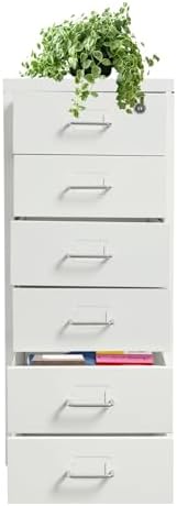 6 Drawer Rolling File Cabinet with Lock, Metal Filing Cabinet with Wheels, Desk Organizer with Drawer, Under Desk Storage for Home Office