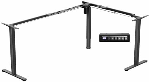VIVO Black Electric Corner 3 Leg Standing Desk Frame, DESK-E384B