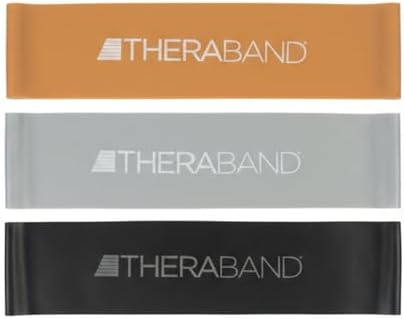 THERABAND Resistance Band Loop Set of 3, Exercise, 12", Black/Silver/Gold