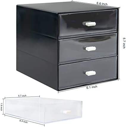 Desk Organizer with Drawer, Desk Storage Box (3 drawer, Black)