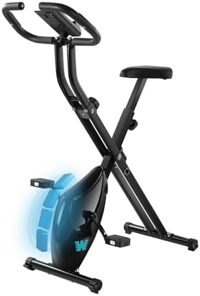 BARWING Stationary Exercise Bike for Home Workout, 5 IN 1 Foldable Indoor Cycling Bike for Seniors, 350LB Capacity, 16-Level Magnetic Resistance, Seat Backrest Adjustments