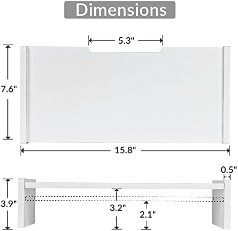 KINLINK Solid Wood Monitor Stand Riser, Monitor Riser with 2 Adjustable Height, 15.8 inch Computer Riser for Computer, iMac, PC, Printer, Computer Monitor Stand for Home & Office, White