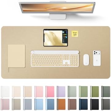 YSAGi Leather Desk Pad Protector, Office Desk Mat, Large Mouse Pad, Non-Slip PU Leather Desk Blotter, Laptop Desk Pad, Waterproof Desk Writing Pad for Office and Home (Gold, 31.5" x 15.8")