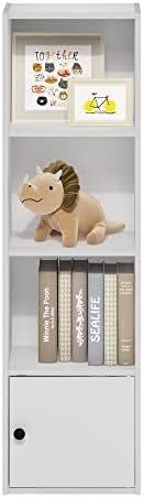 Furinno Luder Shelf Bookcase with 1 Door Storage Cabinet, White