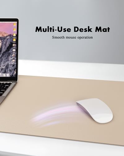 YSAGi Double-Sided Desk Pad, 23.6"x13.7" Leather Desk Mat, Eco Cork Desk Pad Protector, Large Mouse Pad for Desk, Waterproof Desk Blotter Pad, Desk Writing Pad for Office Work/Home(Beige/Cork)