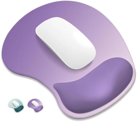 ITNRSIIET Ergonomic Mouse Pad, Cushioned Gel Wrist Rest, Non-Slip Base, Smooth Surface, Cute Multi-Color, 9.5 x 8.2 in, Lavender Fade