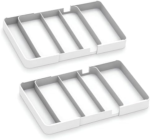 2 Pack Shallow Desk Drawer Organizer 1.73" Modular Expandable Tray