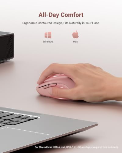 wegear USB Wireless Mouse for Laptop PC Mac, 2.4GHz Cordless Mouse-Pink