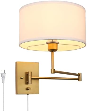 Vintage White Textile Fabric Plug-in Cord Sconce Wall Lighting