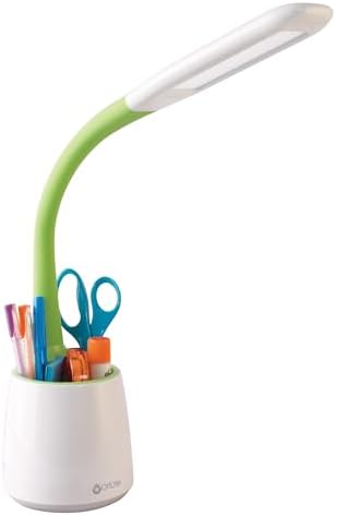 OttLite Organize LED Desk Lamp with USB Port, White and Green