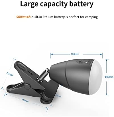5000mAh Rechargeable Clip on Light, LED Reading Light, 3 Color Modes & Stepless Dimming, Cordless Reading Lamp with Clamp for Bed, Desk, Bedside Table, Camping