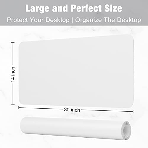 Hsurbtra Desk Pad, 30" x 14" PU Leather Desk Mat, XL Extended Mouse Pad, Waterproof Desktop Blotter Protector, Non-Slip Ultra Thin Large Laptop Keyboard Writing Mat for Office Home, White