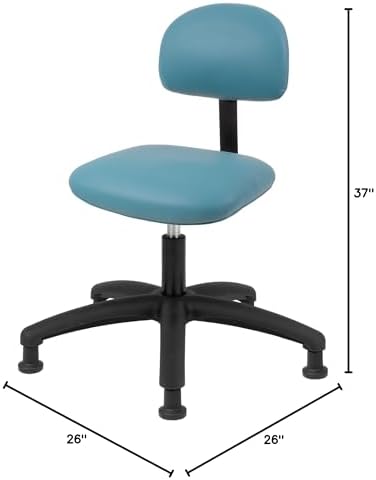 FSS Series Square seat Medium (19"-27") seat Height Chair. Fabric Vinyl - for Office, Garage, Desk, Shop, Kitchen, Computer, Doctor, Medical, Easy to Clean! (Aqua, Medium, Glides)