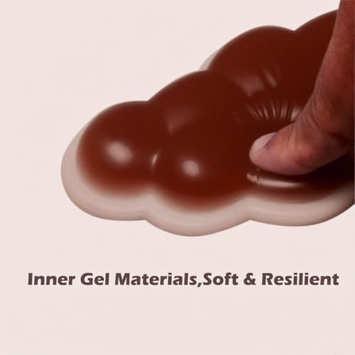 PU Gel Material Computer Keyboard Mouse Wrist Rest, Ergonomic Design, Relieving Typing Pain, Keyboard pad Supporting arm, Mouse pad Supporting Wrist, Anti-Skid PU Base, Office, Home, Games (Brown)