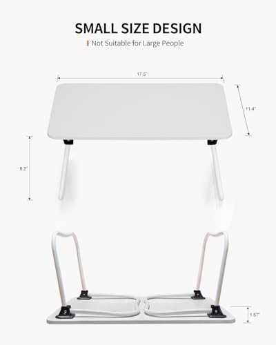 FISYOD Foldable Lap Desk, Laptop Bed Desk, Portable Bed Table, Laptop Stand for Bed & Couch, Lightweight & Mini - White