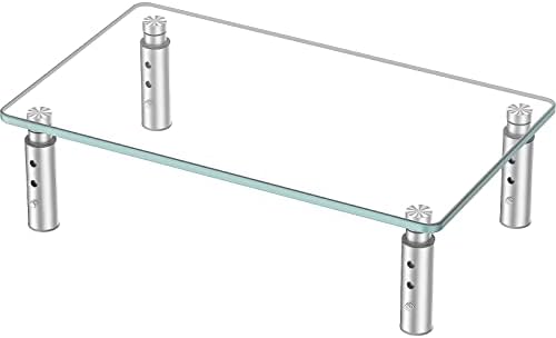 Hemudu Monitor Stand -3 Adjustable Height Monitor Riser, Computer Monitor Stand, Desktop Organizer, Monitor Stand Riser for PC, Computer, Laptop Clear