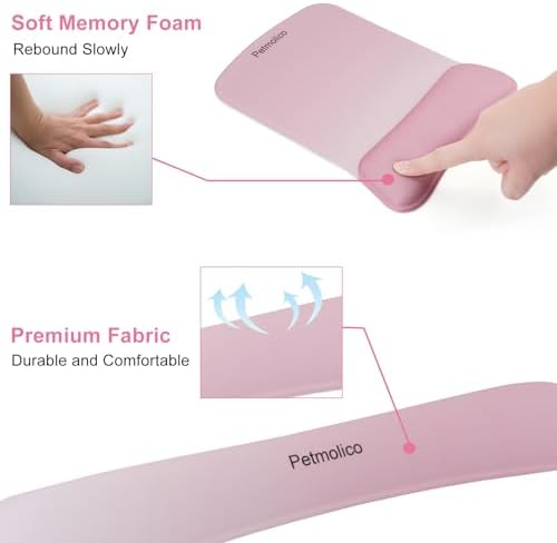 Petmolico Ergonomic 2Pcs Wrist Rest Set for Keyboard and Mouse, Pink