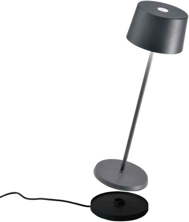 Zafferano, Olivia Pro, Rechargeable Cordless Table Lamp, Dark Gray