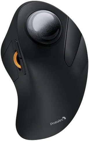 ProtoArc EM03 NL Wireless Bluetooth Trackball Mouse, Finger Control, Gray