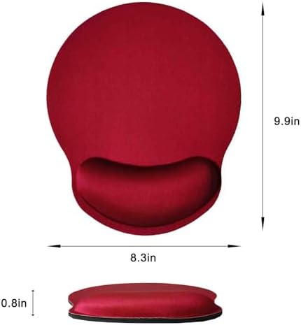Mouse Pad with Wrist Support, Ergonomic Mouse Pad with Memory Foam Wrist Rest Cushion, Non-Slip Rubber Base Gaming Mice Pad for Home Office Computer Laptop, Red