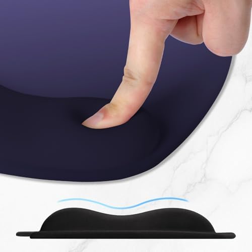 ITNRSIIET Ergonomic Mouse Pad, Cushioned Gel Wrist Rest, Non-Slip Base, Smooth Surface, Compatible with All Mice for Office & Gaming, Desk Accessory, 9.5 x 8.2 inch, Violet