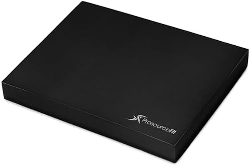 ProsourceFit Exercise Balance Pad – Large Cushioned Non-Slip Foam Mat & Knee Pad for Fitness, Stability Training, Physical Therapy, Yoga 15"x19", Black