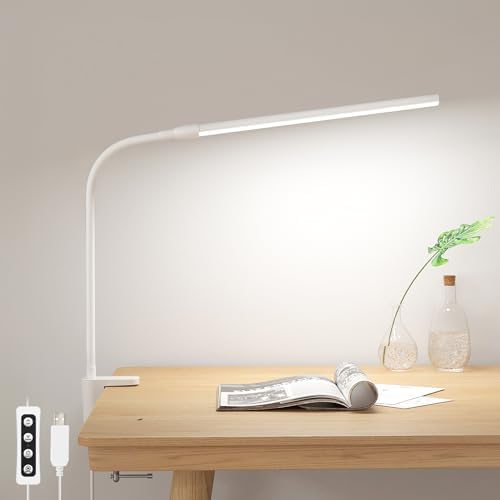Lepro Small Desk Lamp with Clamp, LED Reading Lamps, 460LM, 5W, White