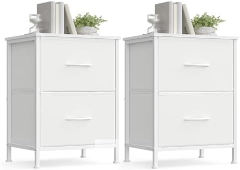 SONGMICS Nightstand with 2 Fabric Drawers, Bedside Table, Side End Table
