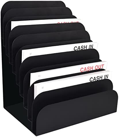 BankSupplies STEELMASTER Steel Cashier Pad Rack 10 Slot Desktop File and Paper Organizer Black Powder-Coated Finish