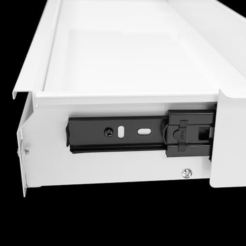 Xuthusman Under Desk Drawer, Under Desk Mounted Sliding Pull-Out Drawer Storage Organizer Space Saving Hidden Pull-Out Drawer for Office Home Desktop Accessories (White)