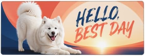 Samoyed Large Mouse Pad Mouse Pad Gaming 11.8x31.5 in Blue Coral Design