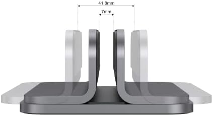 JOKItech Aluminum Laptop Vertical Stand Organizer, Sturdy Laptop Computer Holder Desktop Stand Compatible with new Retina Apple MacBook Pro/Air/Neo, Mac mini & iPad Pro - Spacegrey