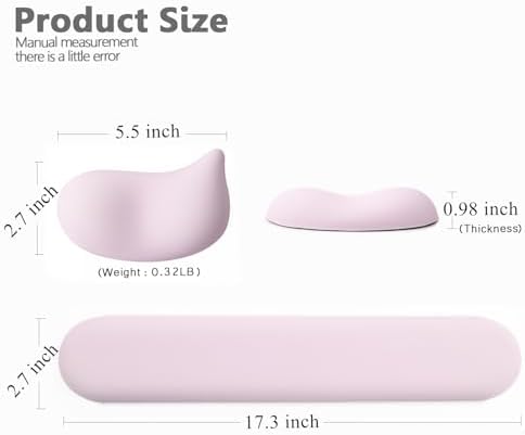 Keyboard Mouse Wrist Rest Set, Gel Ergonomic Wrist Rest for Keyboard and Mouse Non Slip Base, for Laptop, Desktop Computer, Office Desk Accessories (Pink)