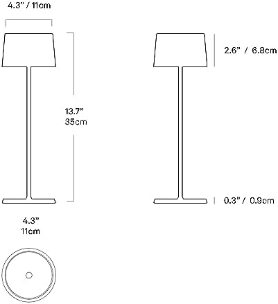 Zafferano, Olivia Pro, Rechargeable Cordless Table Lamp, Dark Gray