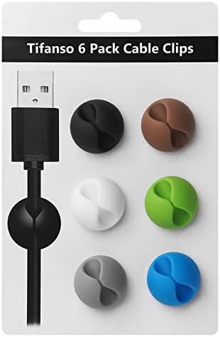 tifanso 6PCS Colorful Adhesive Cable Clips for Home Office Wire Management
