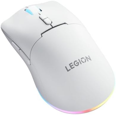 Lenovo Legion M220 Wireless RGB Gaming Mouse, Tri-Mode (Bluetooth, 2.4GHz & Wired), 5000 DPI Optical Sensor, 2-Zone RGB Lighting, 100Hr Battery, 7 Buttons, USB-C Rechargeable, Glacier White